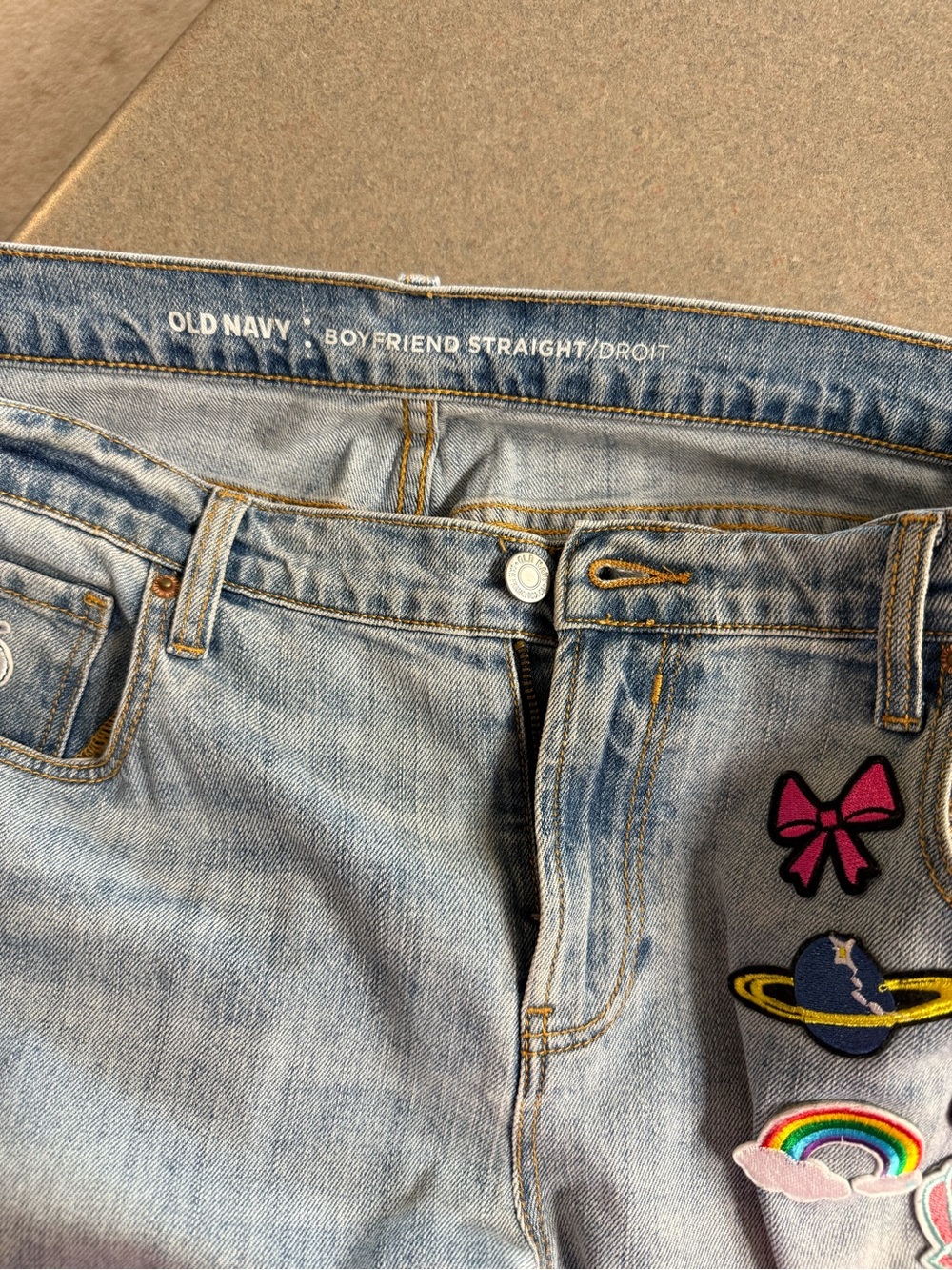Old Navy Light Wash Patchwork Women's Jeans Custom - Picture 7 of 10